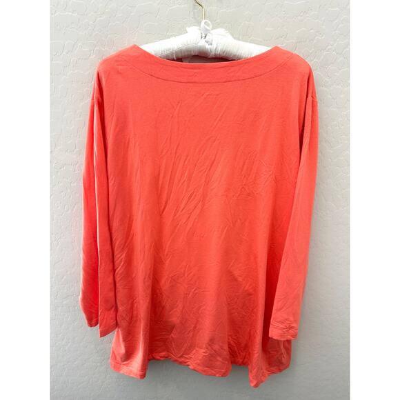 SOFT SURROUNDINGS | Coral Drape Front Top Pima Cotton Modal Blend | Size 3X - Picture 4 of 6